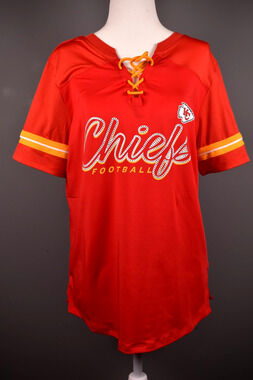 Kansas City Chiefs Women's Pullover Rhinestone NFL Medium Shirt Laces NEW Tag